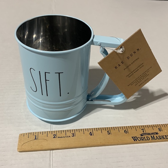 NWT Rae Dunn Turquoise Mini Flour Sifter With SIFT on it - Picture 3 of 6